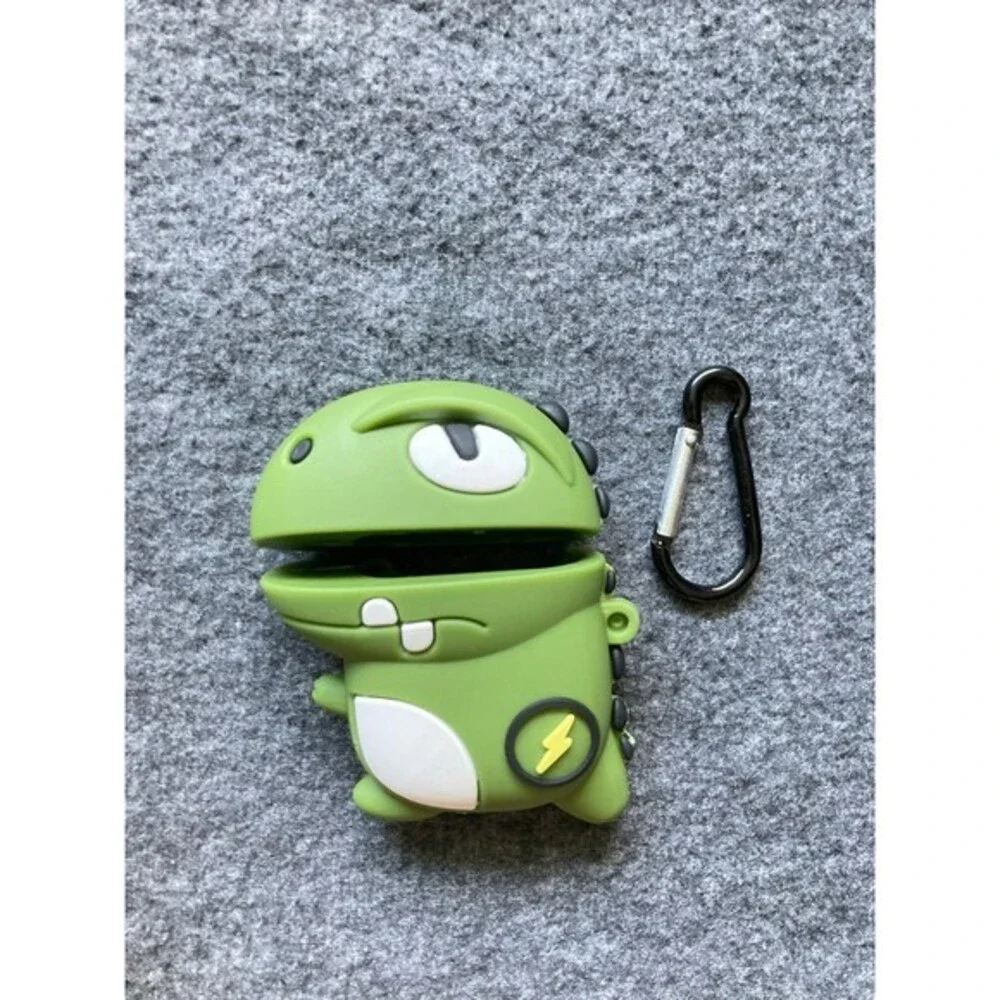 Dinosaur Earbud Case Unisex OS Green Like New Silicone‎ T-Rex With Carabiner